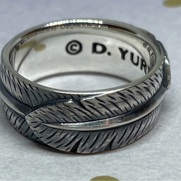 David Yurman Sterling Silver Frontier Feather 10mm Band Ring Size 9 - Picture 4 of 8